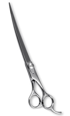 Left handed curved dog grooming scissors